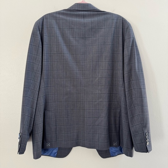 NWT Hart Schaffner Marx Gray Blue Plaid New York Fit 2pc Suit Jacket Pants - Picture 8 of 16